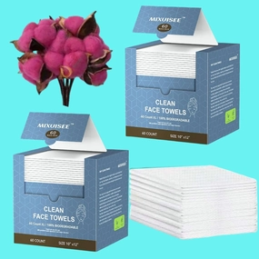 Disposable face towels, MIXUISEE thick and soft face towels. 100% pure cotton, 150% thickness. Increased size: 12 "x10", Suitable for makeup removal and facial cleansing. (extra thick 120 PCS)