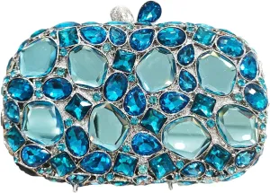 DJBM Women Glitter Rhinestone Box Bag Luxury Crystal Evening Clutch with Chain for Dance Celebrate