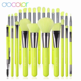 Docolor Professional Neon Green Makeup Brush Set Foundation Blending Face Powder Blush Concealers Eye Shadows Makeup Brush Set