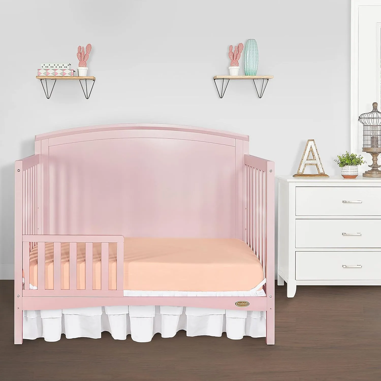 Dream On Me Convertible Crib Toddler Guard Rail In Blush Pink