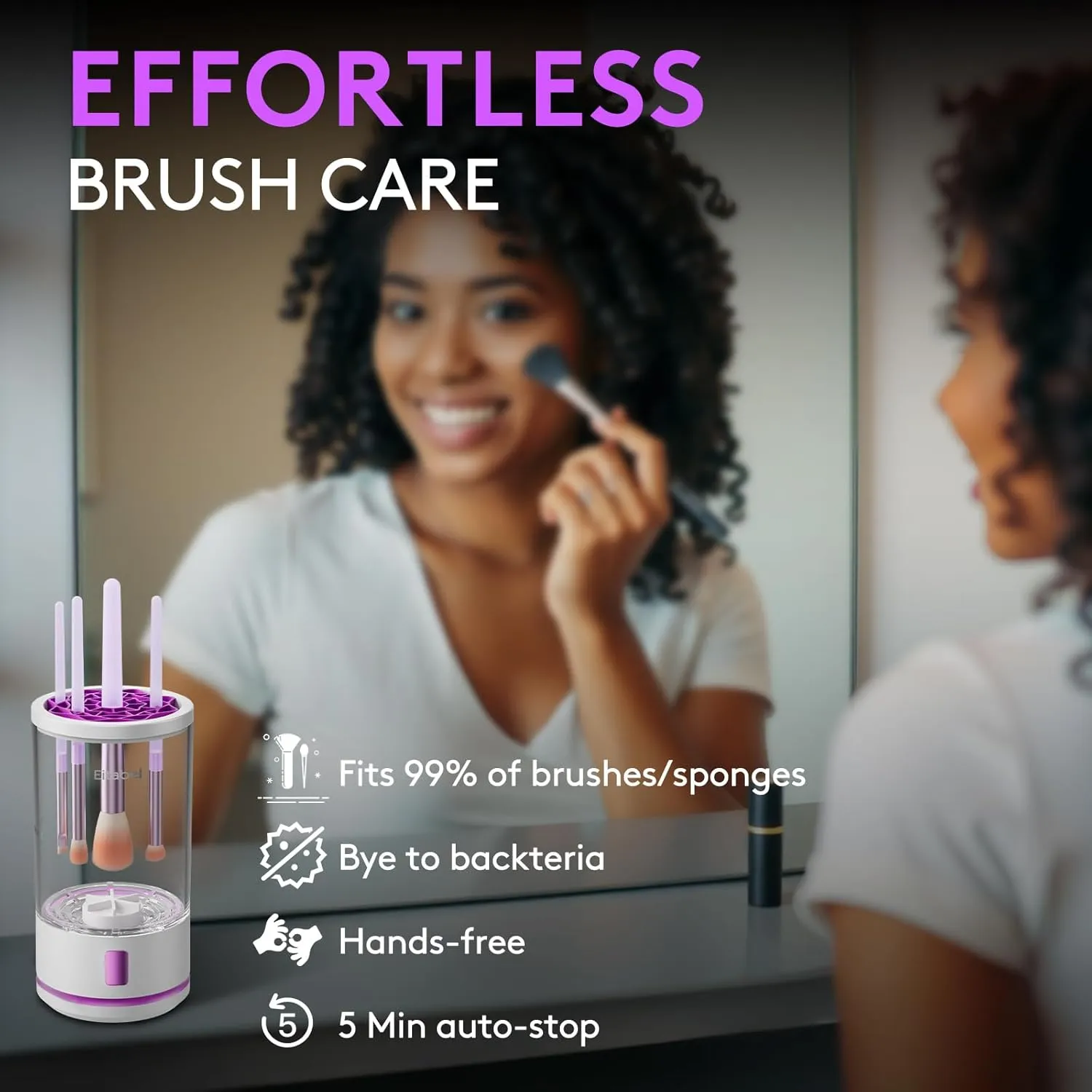 Electric Makeup Brush Cleaner machine, 2 in 1 Makeup Brush Washer, Battery Operated Automatic Spinning Cosmetic Brush Cleaner Ceanser For All Size Makeup Sponges
