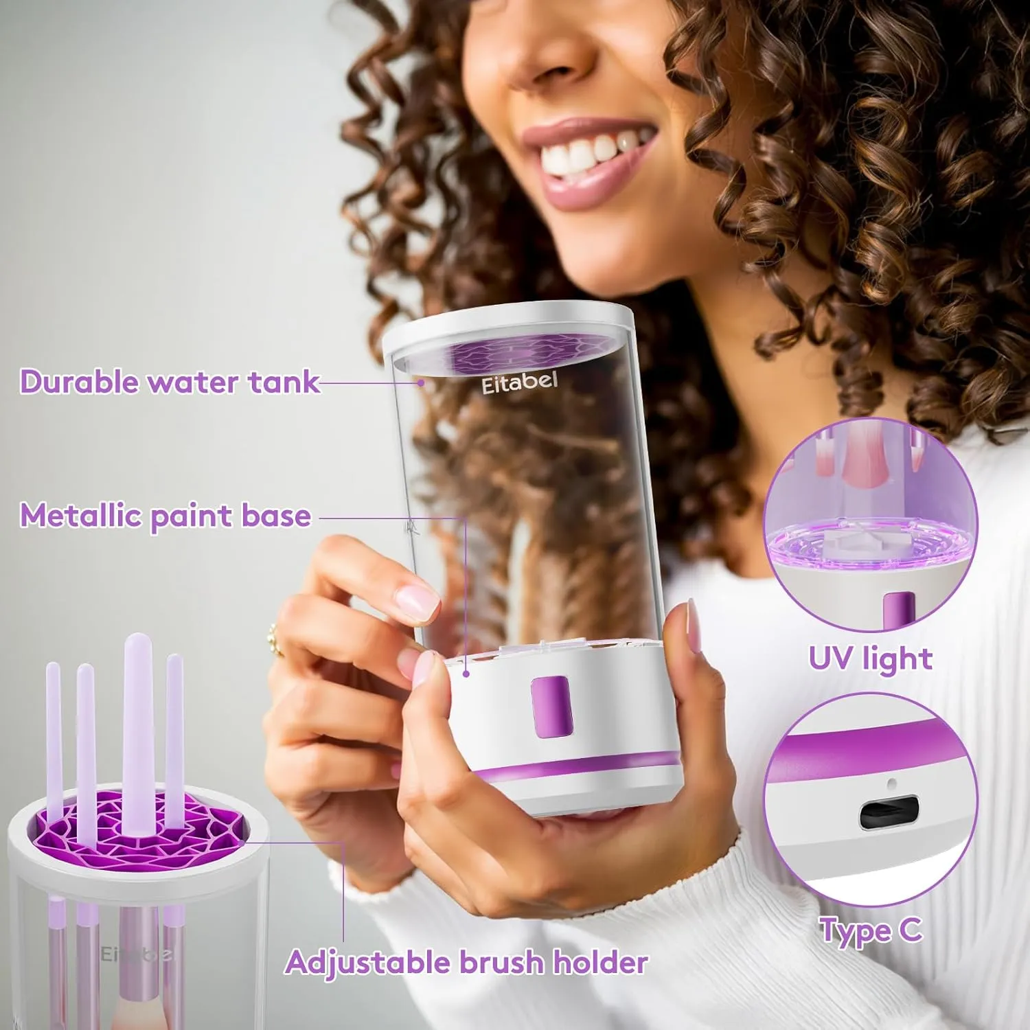 Electric Makeup Brush Cleaner machine, 2 in 1 Makeup Brush Washer, Battery Operated Automatic Spinning Cosmetic Brush Cleaner Ceanser For All Size Makeup Sponges