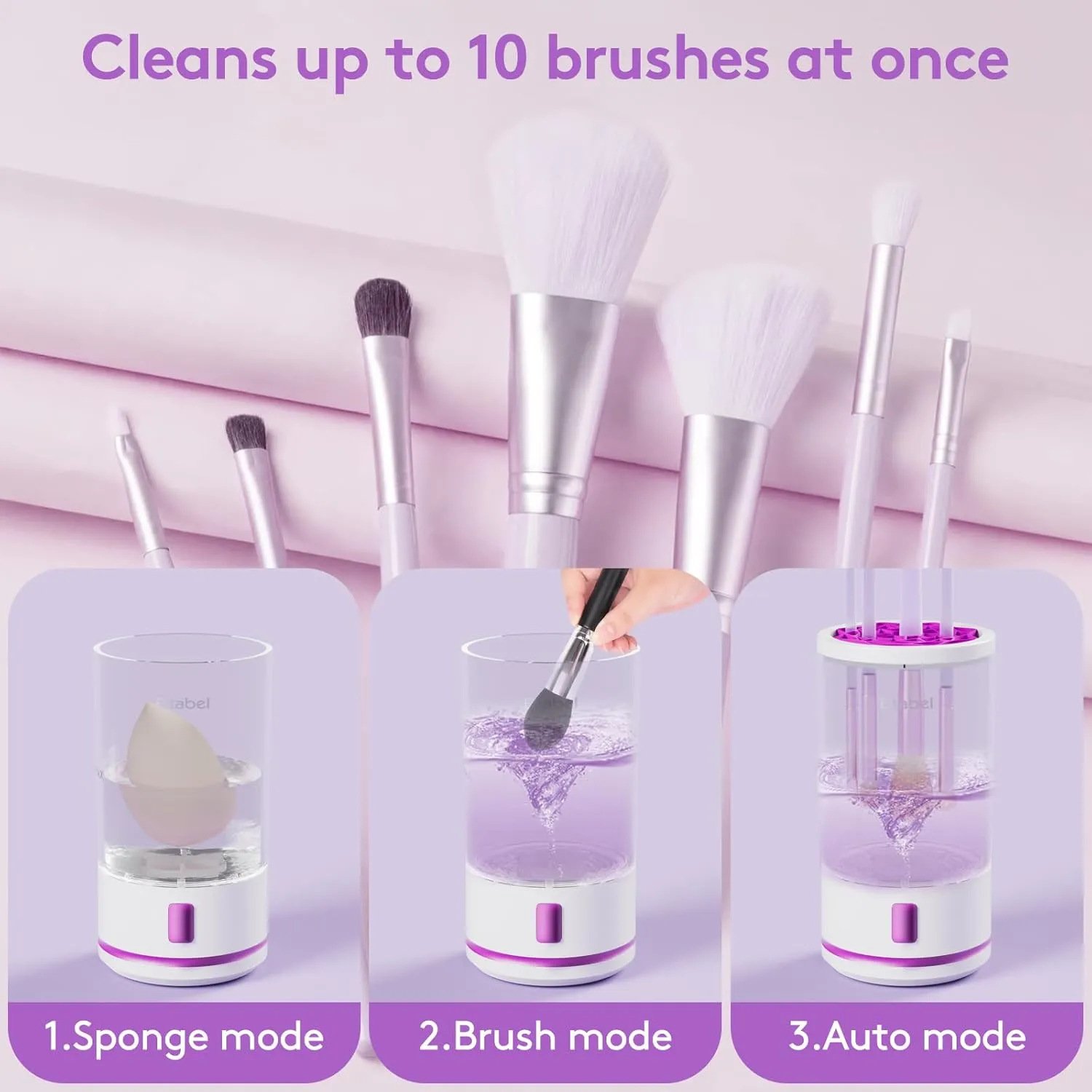 Electric Makeup Brush Cleaner machine, 2 in 1 Makeup Brush Washer, Battery Operated Automatic Spinning Cosmetic Brush Cleaner Ceanser For All Size Makeup Sponges
