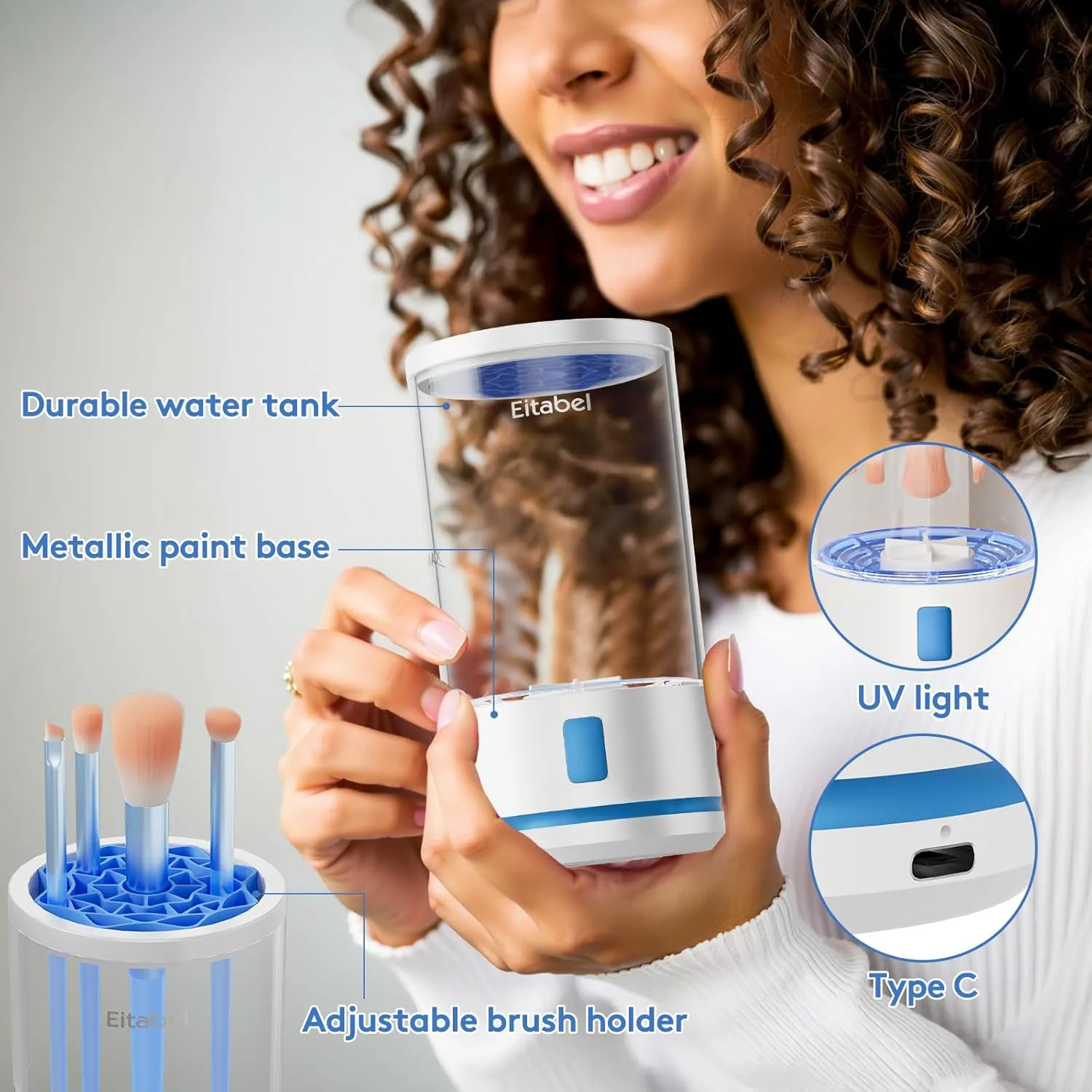 Electric Makeup Brush Cleaner machine, 2 in 1 Makeup Brush Washer Combined, Automatic Spinning Cosmetic Brush Cleaner Ceanser For Beauty Women, Girls