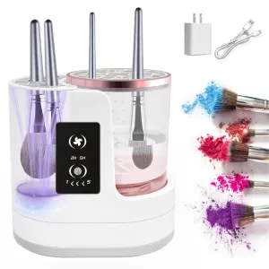 Electric Makeup Brush Cleaner Machine, 3 in 1 Makeup Brush Washer & Dryer & Holder Combined, Automatic USB Cosmetic Brushes Cleaner Tool for All Size Brushes and Sponges