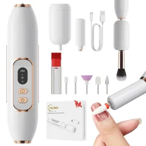 Electric Makeup Brush Cleaner Machine (No Bowl) & Nail Drill Electric Nail File 2-in-1, 1500 mAh Battery, Ultra Low Noise, Portable and Rechargeable for Travel & Home, for Cosmetic Brush Dryer