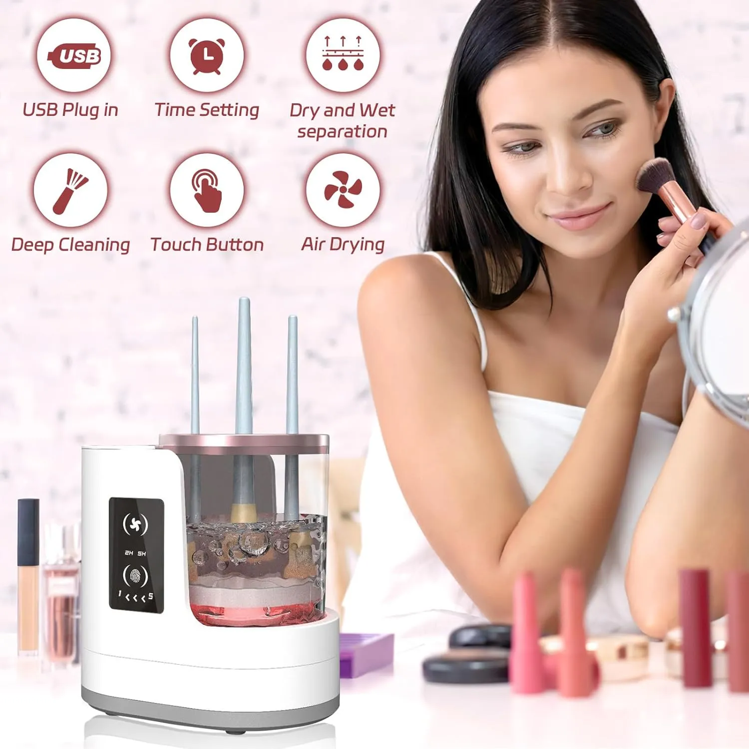 Electric Makeup Brush Cleaner, Makeup Brush Cleaner and Dryer, Makeup Brush Cleaner Machine, Makeup Brush Washer, Beauty Blender Cleaner Machine, Cleaner Tool for Makeup Brush and Sponges