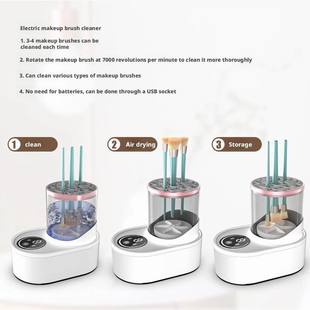 Electric Makeup Brush Cleaner, 3 in 1 Makeup Brush Cleaner and Dryer, 2025 Upgrade Portable Automatic USB Cosmetic Brushes Cleaner Tool Beauty Makeup Brush Type, Deep Clean