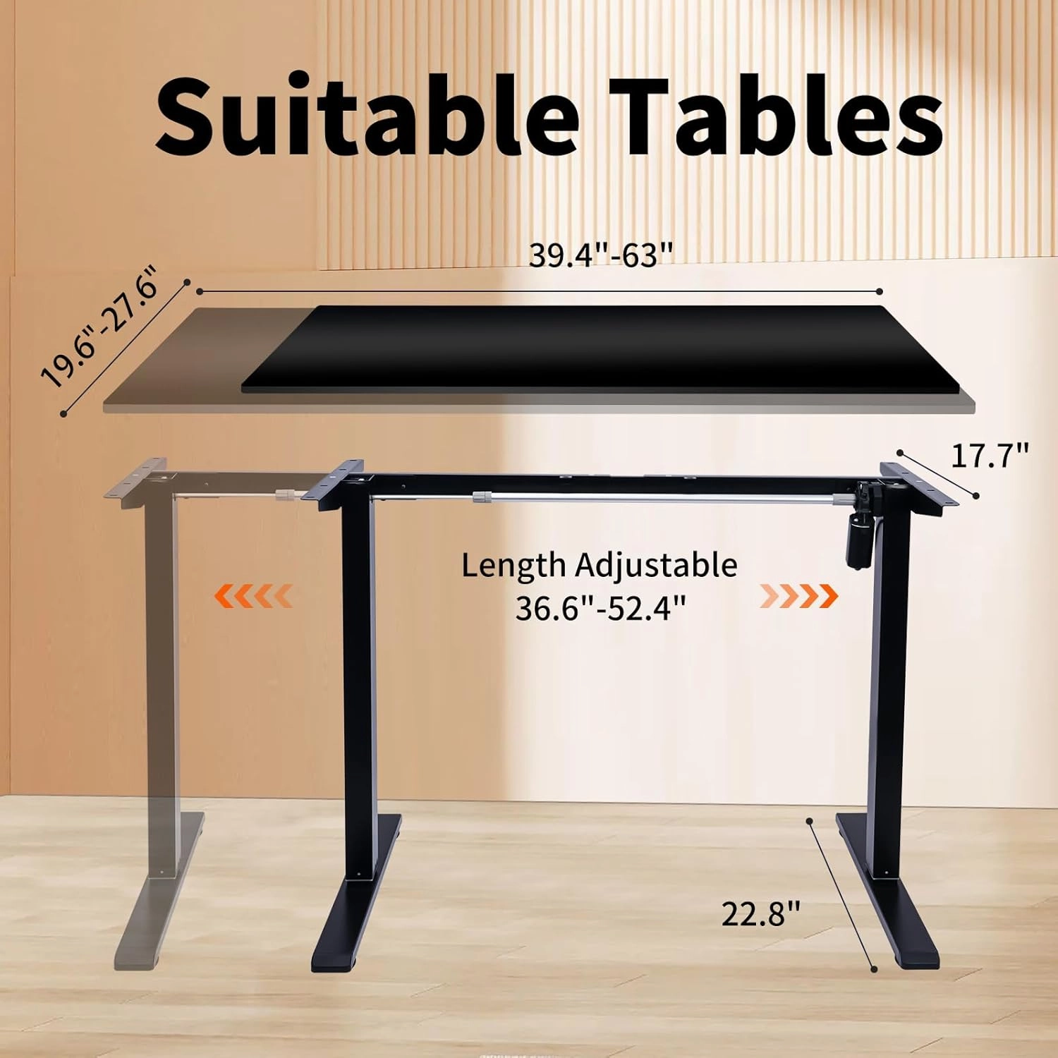 Electric Standing Desk Frame Workstation,Memory Controller Height Adjustment,Up to 47.2", Ergonomic Stand Up Desk Base for Home and Office, Black Frame Only