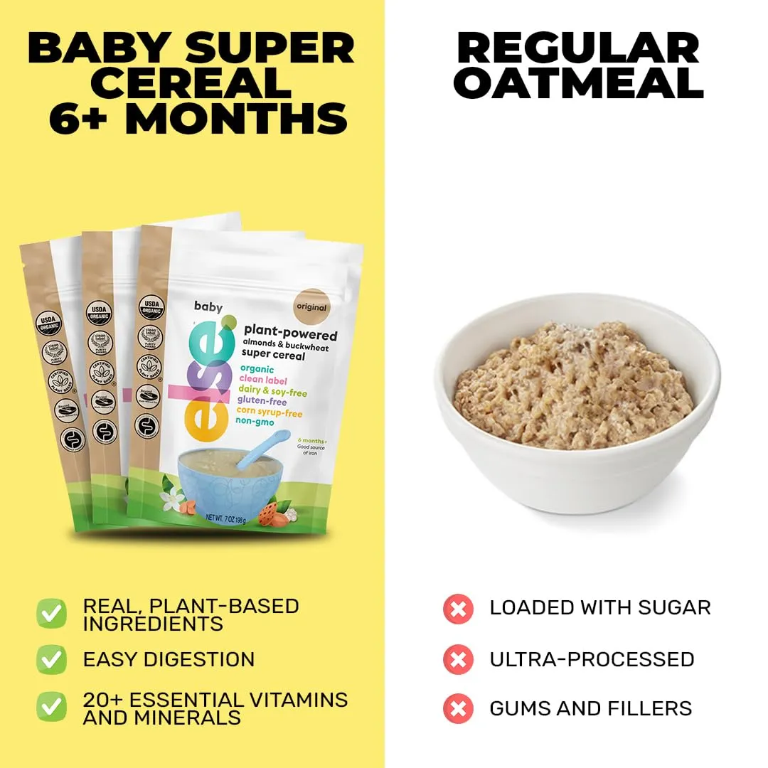 Else Nutrition Baby Cereal Stage 1 for 6 months , Plant Protein, Organic, Whole foods, Vitamins and Minerals (Banana, 3 Pack)