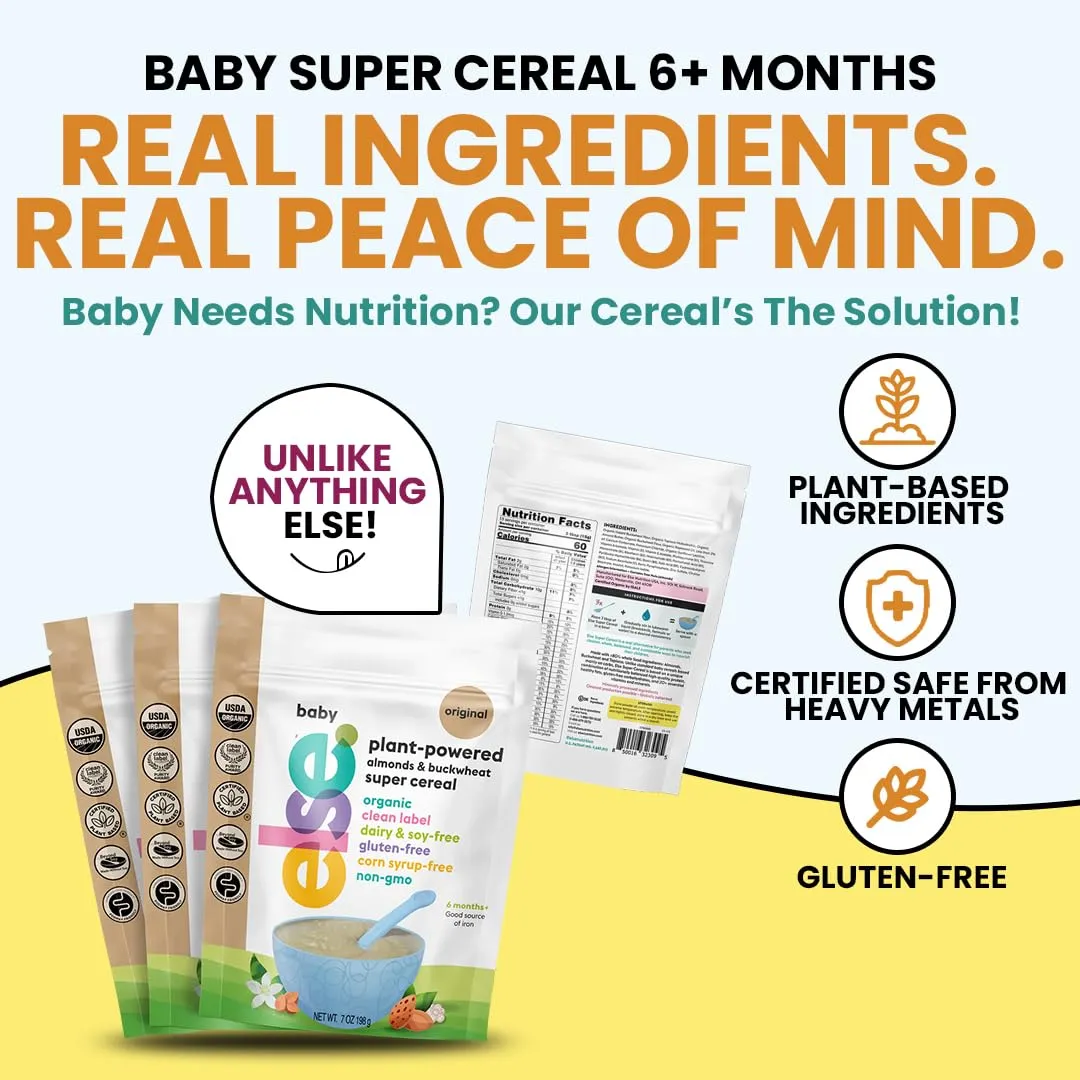 Else Nutrition Baby Cereal Stage 1 for 6 months , Plant Protein, Organic, Whole foods, Vitamins and Minerals (Banana, 3 Pack)
