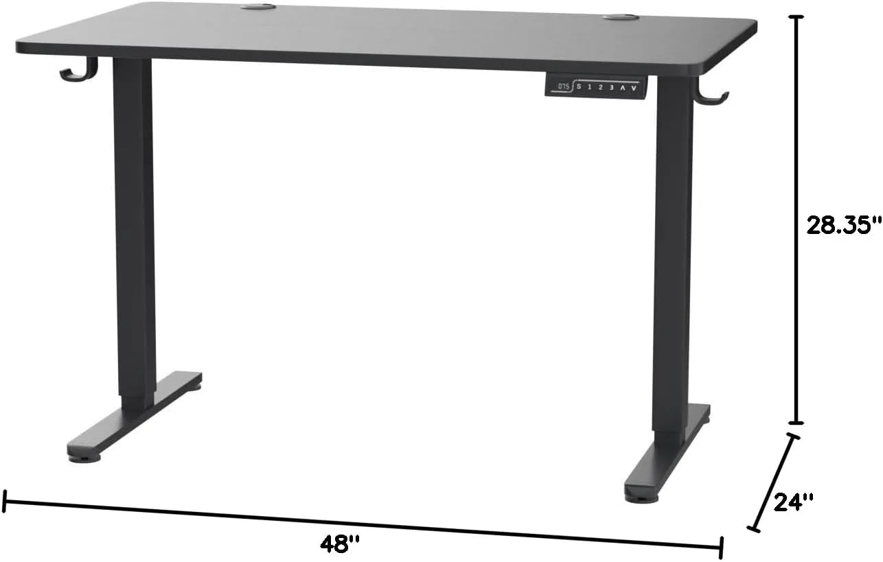 ErGear Height Adjustable Electric Standing Desk, 48 x 24 Inches Sit Stand up Desk, Memory Computer Home Office Desk with Two-Piece Desktop (Black)