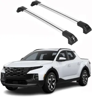 ERKUL Heavy Duty 220lbs Roof Rack Cross Bars for Hyundai Santa Cruz 2022-2025 | Solid Metal Mounts | Aluminum Crossbars with Anti Theft Lock for Rooftop - Compatible with Flush Rails - Silver