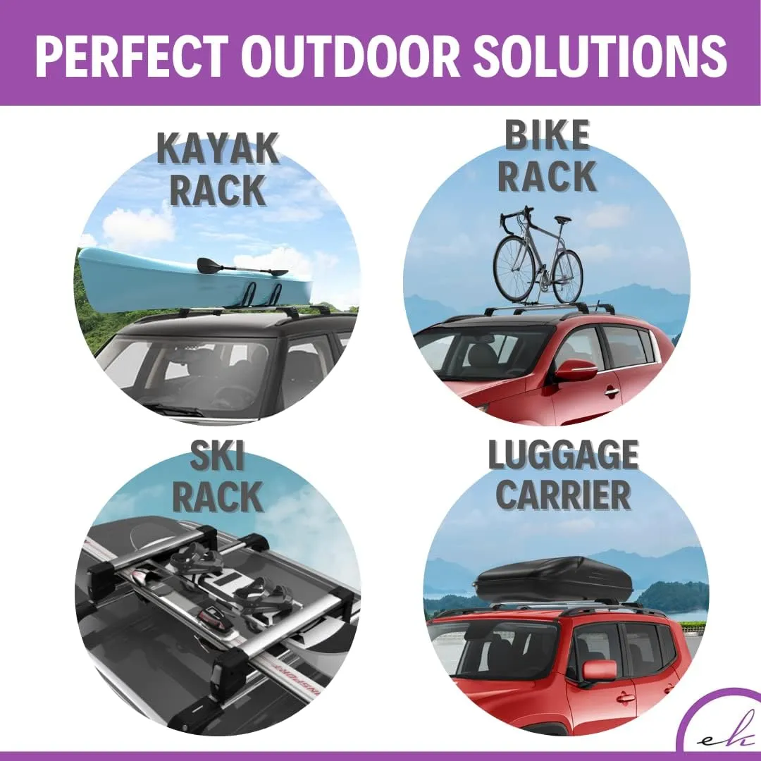 ERKUL Roof Rack Cross Bars for 2022-2025 Mitsubishi Outlander & Outlander PHEV | Aluminum Crossbars with Anti Theft Lock for Rooftop | Compatible with Flush Rails - Silver