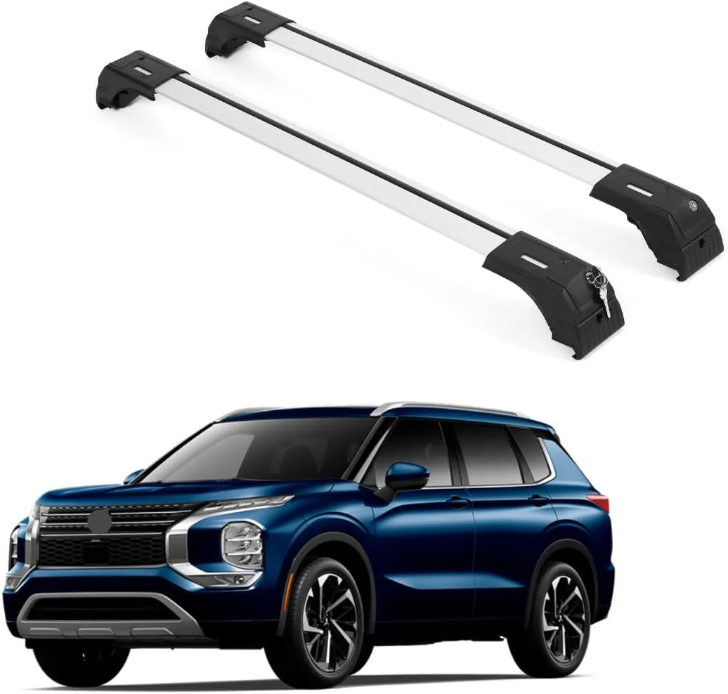 ERKUL Roof Rack Cross Bars for 2022-2025 Mitsubishi Outlander & Outlander PHEV | Aluminum Crossbars with Anti Theft Lock for Rooftop | Compatible with Flush Rails - Silver