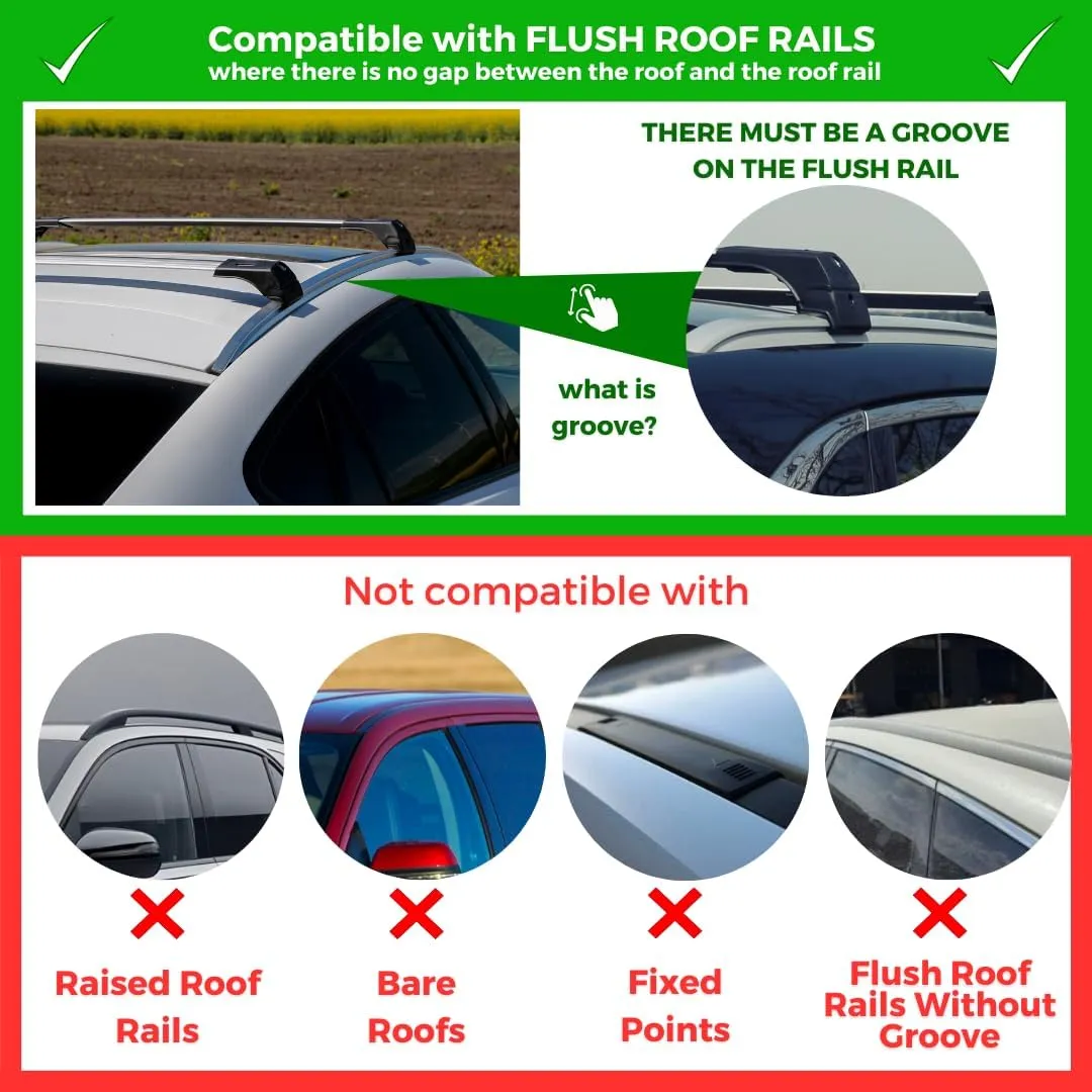 ERKUL Roof Rack Cross Bars for 2022-2025 Mitsubishi Outlander & Outlander PHEV | Aluminum Crossbars with Anti Theft Lock for Rooftop | Compatible with Flush Rails - Silver