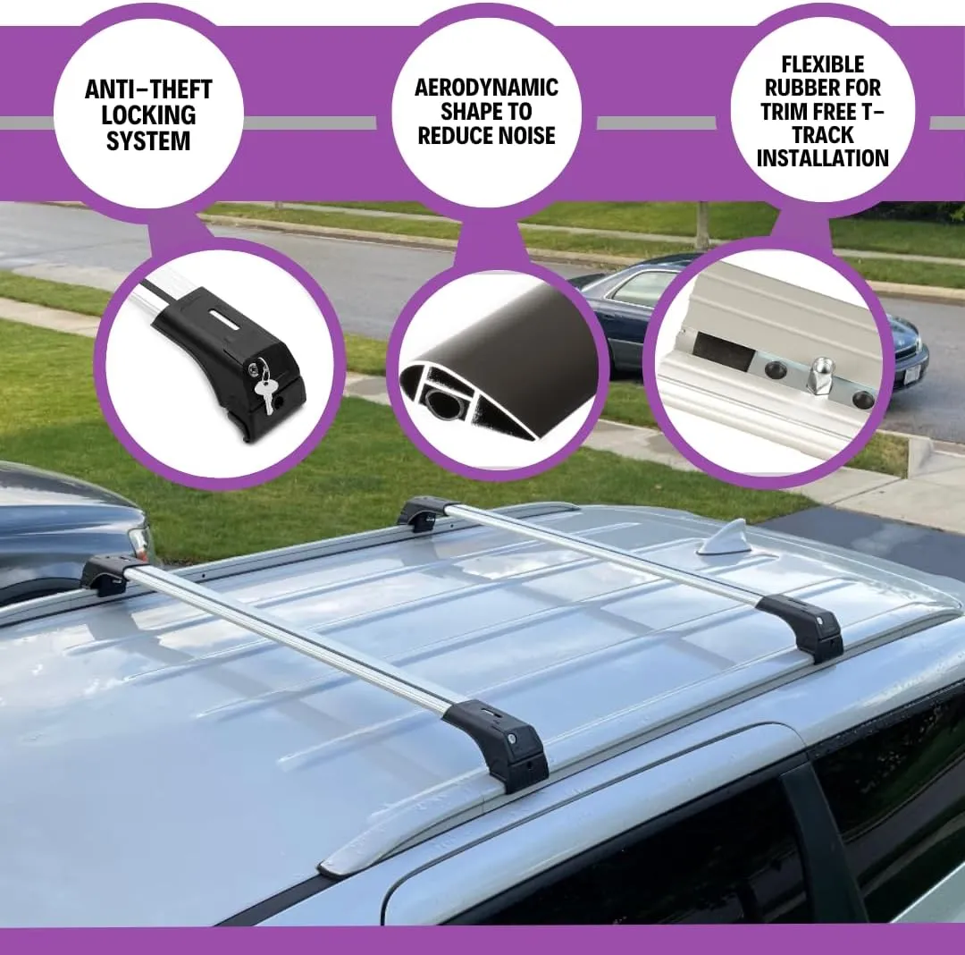 ERKUL Roof Rack Cross Bars for 2022-2025 Mitsubishi Outlander & Outlander PHEV | Aluminum Crossbars with Anti Theft Lock for Rooftop | Compatible with Flush Rails - Silver