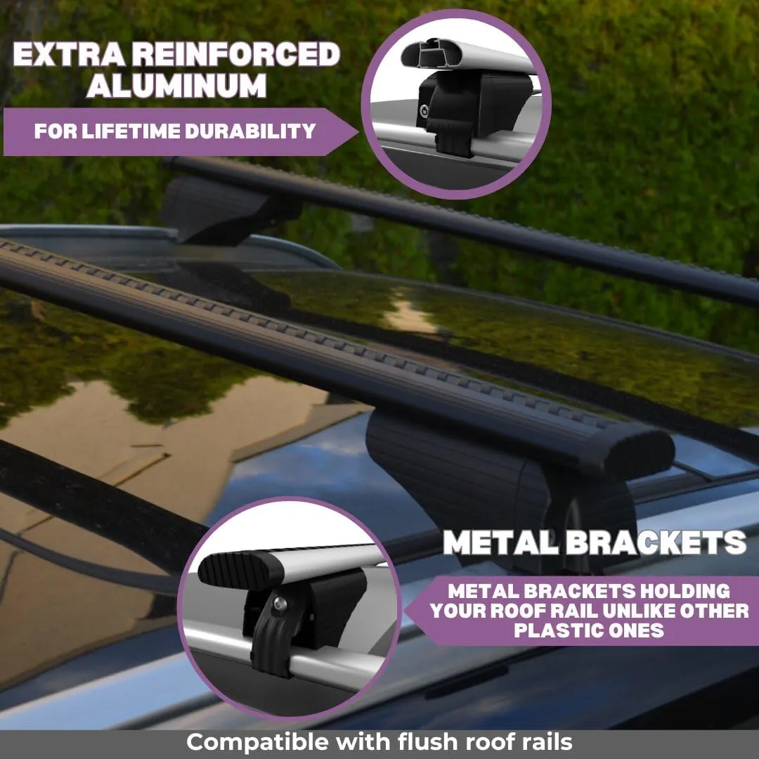 ERKUL Roof Rack Cross Bars for Aston Martin DBX 2021-2025 | Aluminum Crossbars with Anti Theft Lock for Rooftop | Compatible with Flush Rails - Black