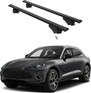 ERKUL Roof Rack Cross Bars for Aston Martin DBX 2021-2025 | Aluminum Crossbars with Anti Theft Lock for Rooftop | Compatible with Flush Rails - Black