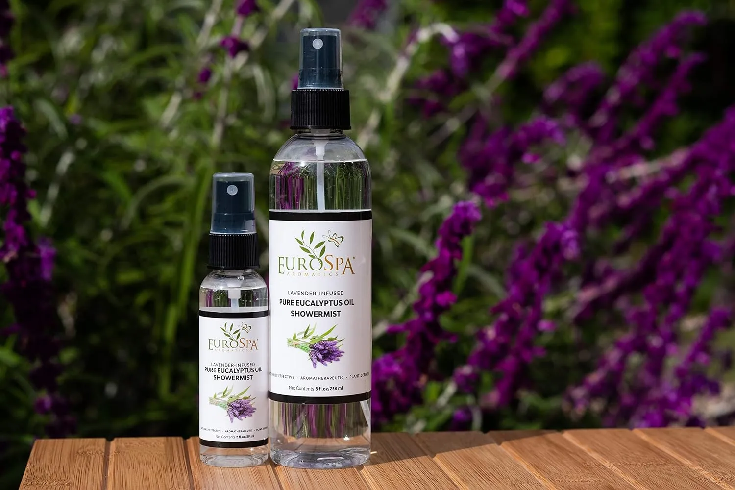 EuroSpa Aromatics Pure Eucalyptus Oil ShowerMist and Steam Room Spray, All-Natural Premium Aromatherapy Essential Oils - Lavender Infused, 8oz, 2 Pack