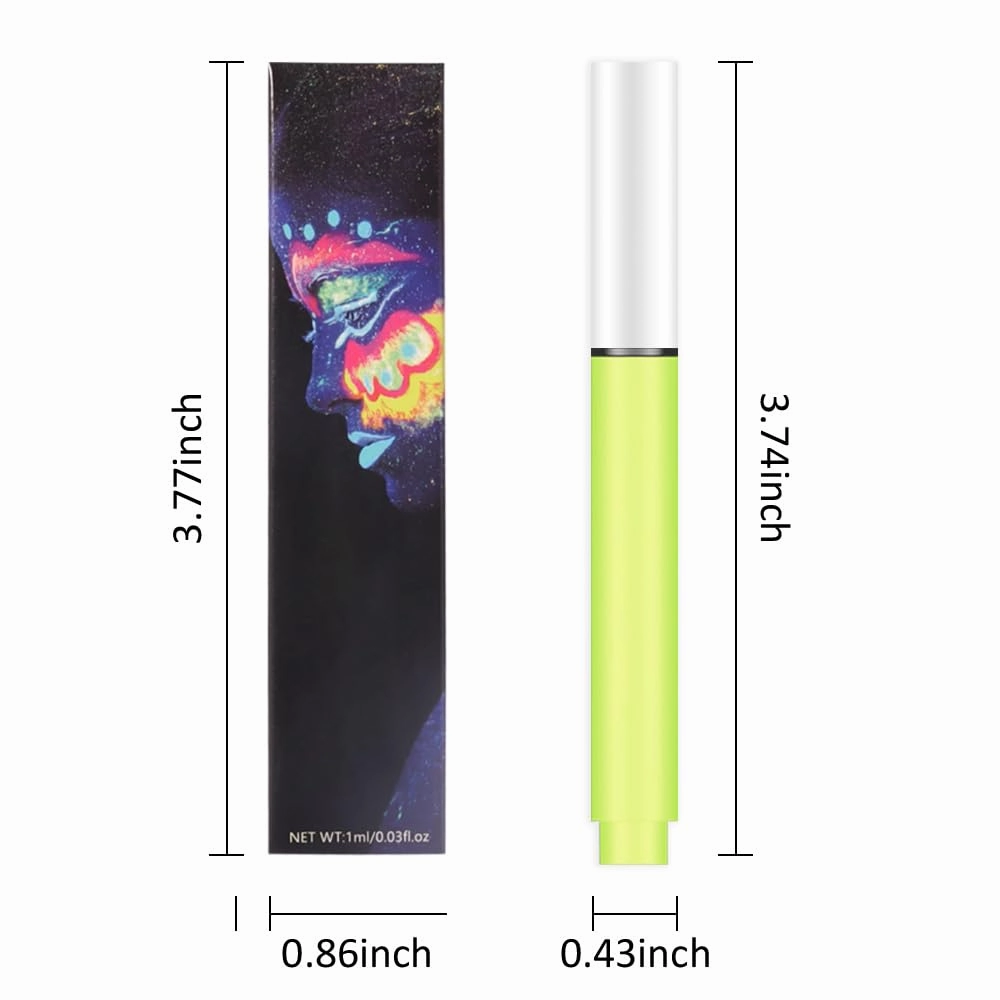 evpct Colorful UV Neon Liquid Eyeliner Pencil Pen, Rainbow Halloween Matte Colored Eyeliners Pencil Glow in Dark, Waterproof Long Lasting Highpigmented Delineador ojos líquido de neón 02# light green