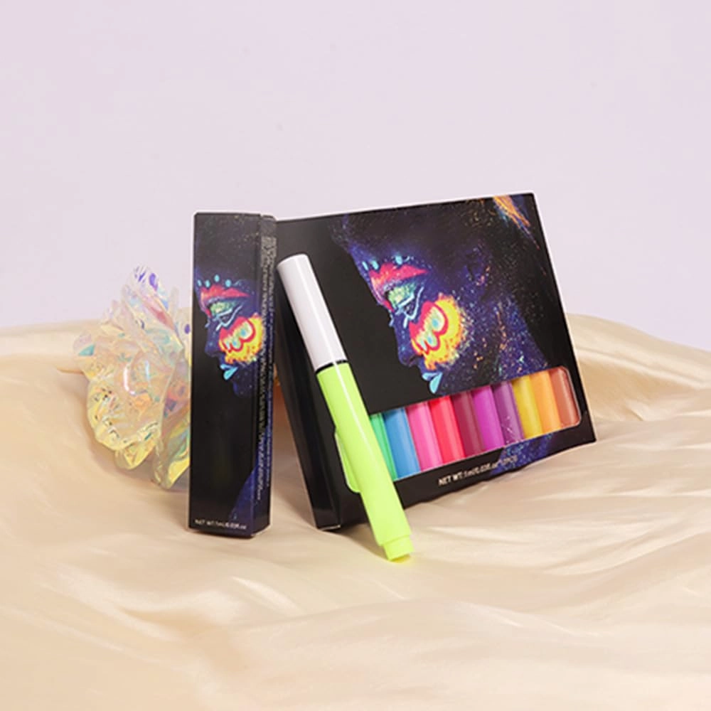 evpct Colorful UV Neon Liquid Eyeliner Pencil Pen, Rainbow Halloween Matte Colored Eyeliners Pencil Glow in Dark, Waterproof Long Lasting Highpigmented Delineador ojos líquido de neón 02# light green