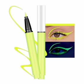 evpct Colorful UV Neon Liquid Eyeliner Pencil Pen, Rainbow Halloween Matte Colored Eyeliners Pencil Glow in Dark, Waterproof Long Lasting Highpigmented Delineador ojos líquido de neón 02# light green