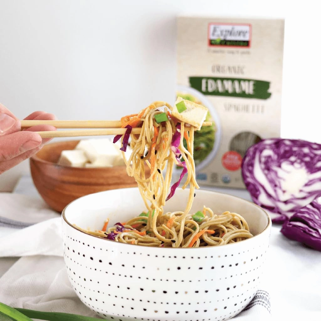 Explore Cuisine Organic Edamame Spaghetti - Pack of 6 (8 oz) - Easy-to-Make Gluten Free Pasta - High in Plant Protein & Fiber - Vegan, Keto Friendly, Non- GMO, Kosher - 24 Total Servings