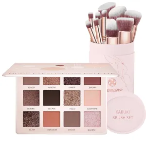 Eyeshadow Palette (Nude) with Kabuki Makeup Brush Set