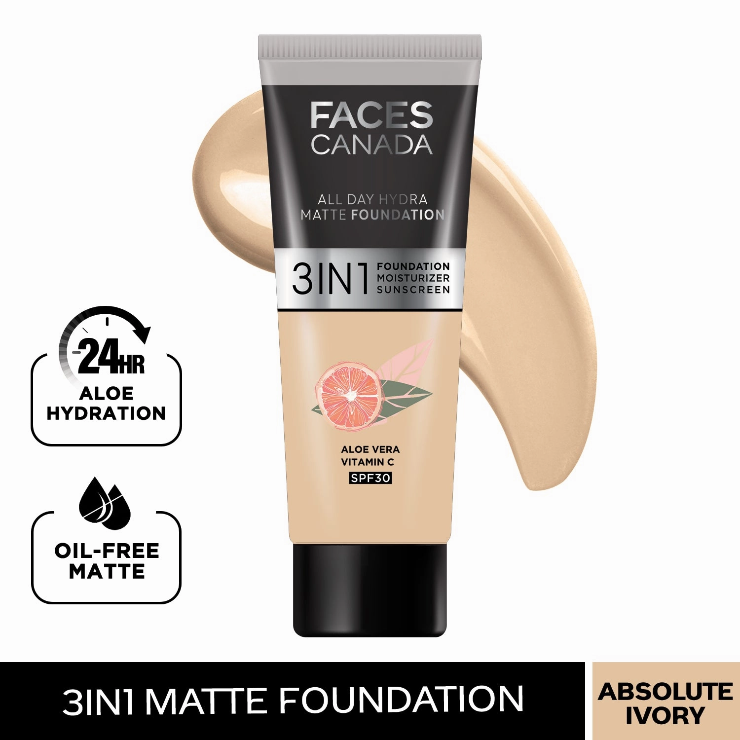 FACES CANADA All Day Hydra Matte Foundation Absolute Ivory 012 15ml