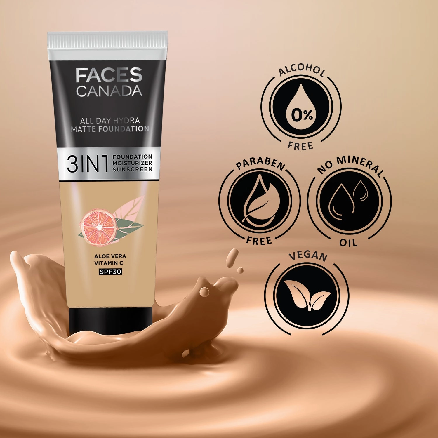 FACES CANADA All Day Hydra Matte Foundation Absolute Ivory 012 15ml