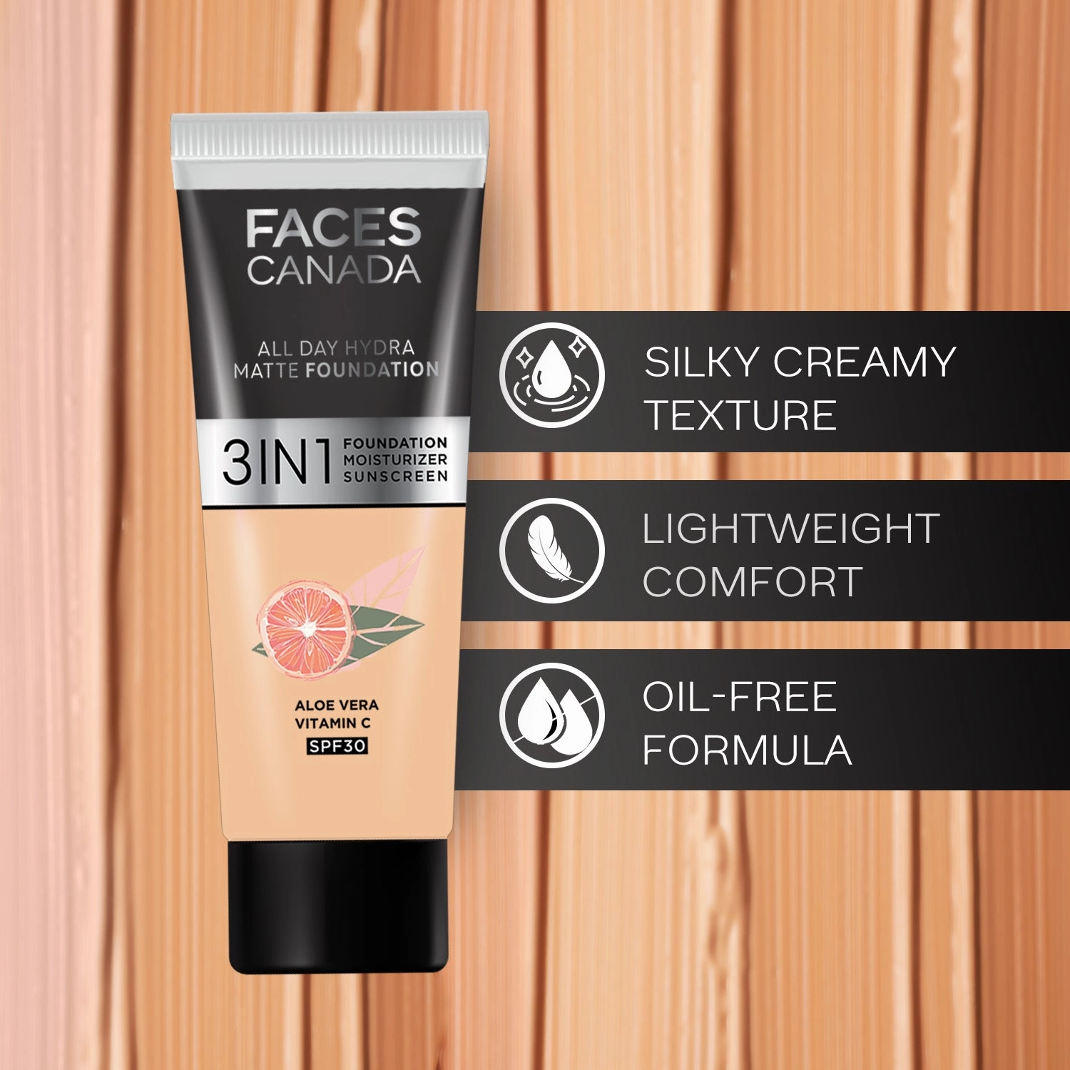 FACES CANADA All Day Hydra Matte Foundation Honey Beige 031 15ml