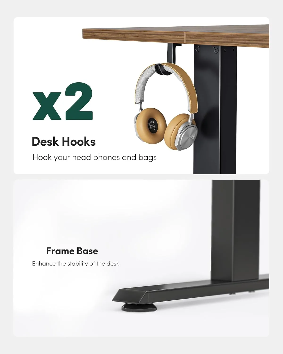 FEZIBO Electric Standing Desk, Height Adjustable Stand up, 48 x 24 Inches Sit Stand Home Office, Computer Desk, Black Walnut