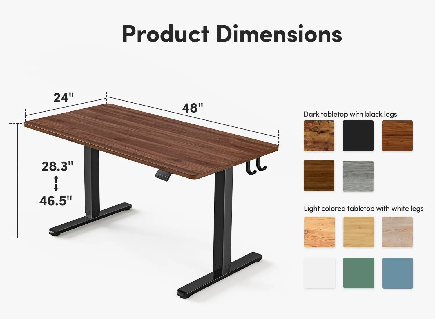 FEZIBO Electric Standing Desk, Height Adjustable Stand up, 48 x 24 Inches Sit Stand Home Office, Computer Desk, Black Walnut
