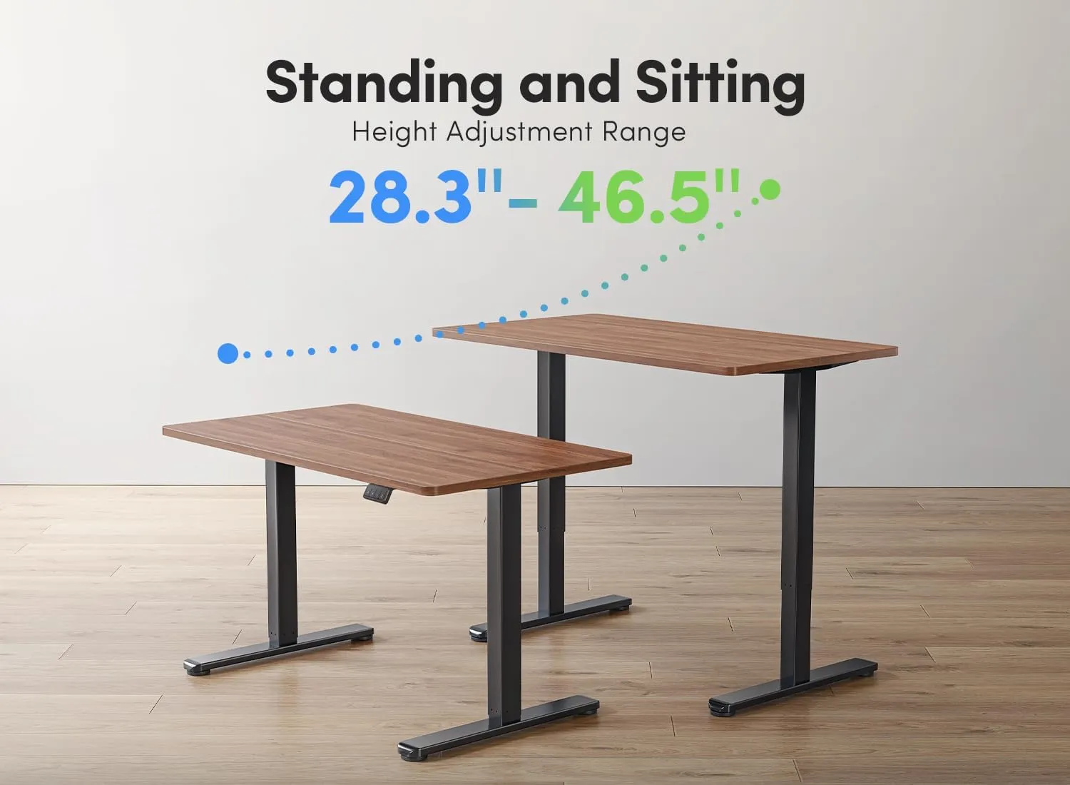 FEZIBO Electric Standing Desk, Height Adjustable Stand up, 48 x 24 Inches Sit Stand Home Office, Computer Desk, Black Walnut