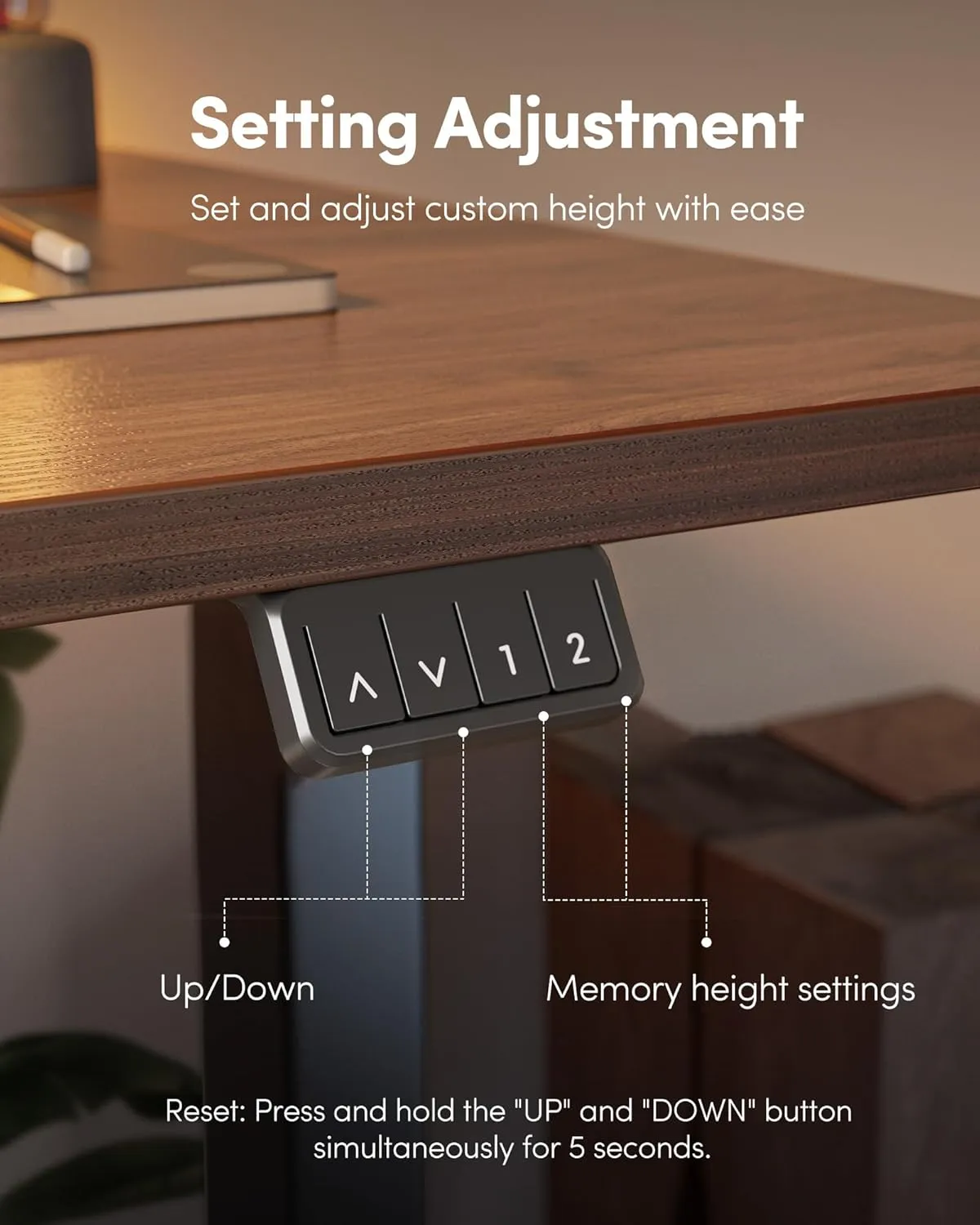 FEZIBO Electric Standing Desk, Height Adjustable Stand up, 48 x 24 Inches Sit Stand Home Office, Computer Desk, Black Walnut