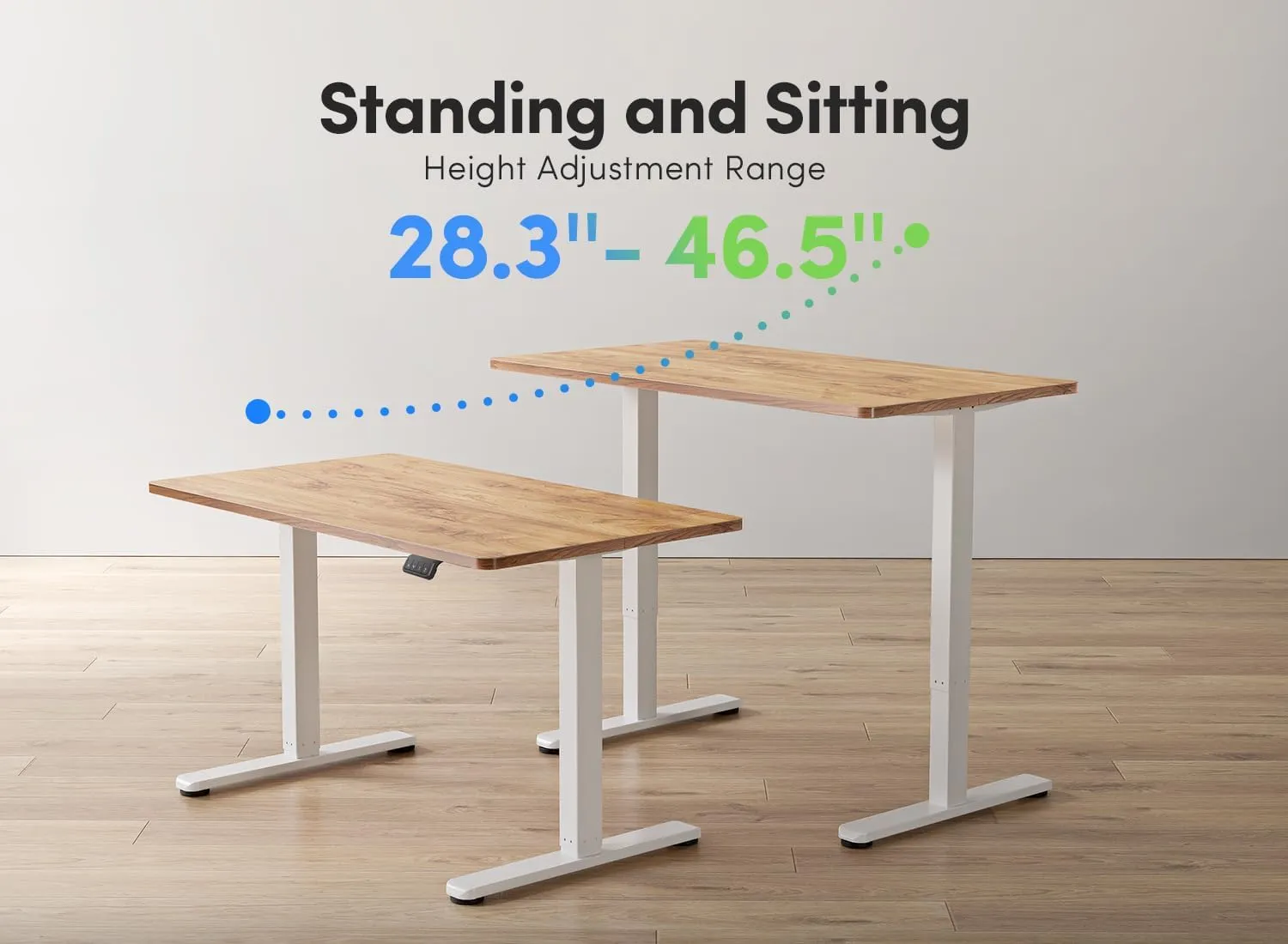 FEZIBO Electric Standing Desk, Height Adjustable Stand up Desk, 48 x 24 Inches Sit Stand Home Office Desk, Computer Desk, Light Rustic Brown