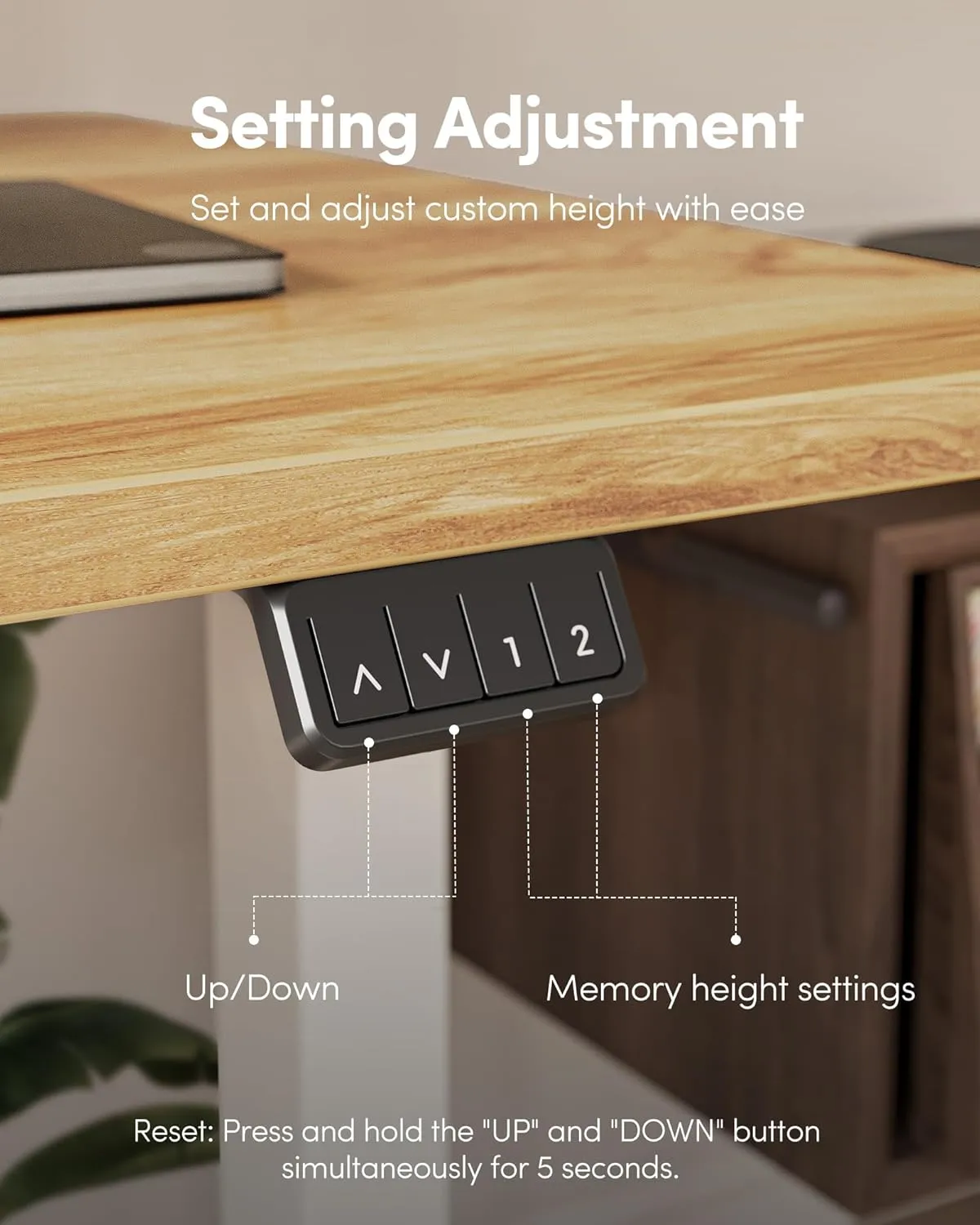 FEZIBO Electric Standing Desk, Height Adjustable Stand up Desk, 48 x 24 Inches Sit Stand Home Office Desk, Computer Desk, Light Rustic Brown