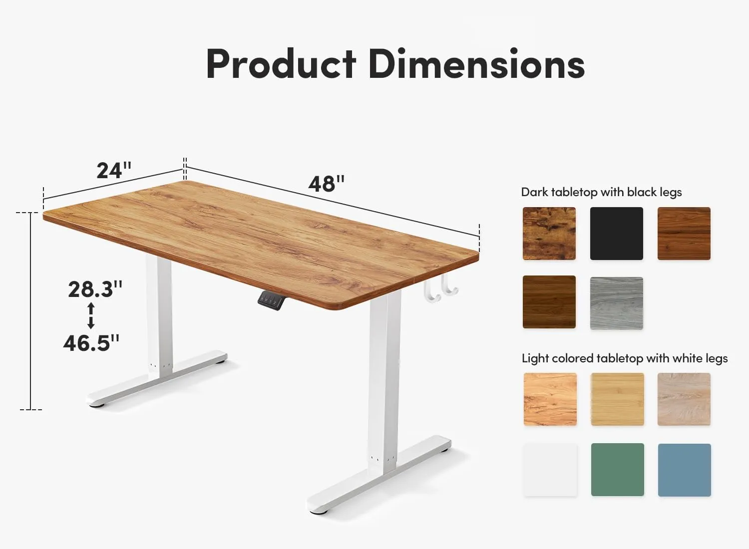 FEZIBO Electric Standing Desk, Height Adjustable Stand up Desk, 48 x 24 Inches Sit Stand Home Office Desk, Computer Desk, Light Rustic Brown