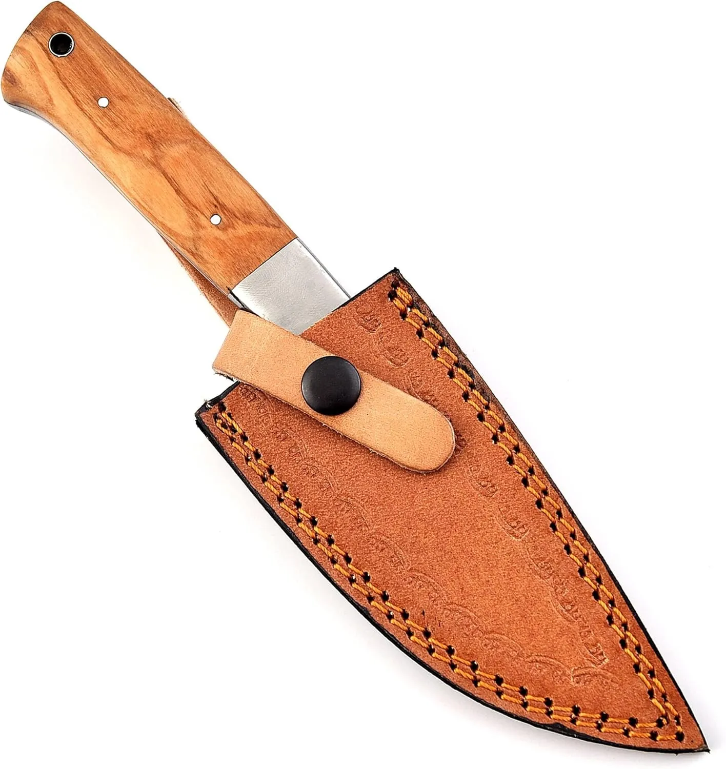 Fixed Blade Hunting Knife Damascus Steel EDC Bushcraft Knives, Full Tang Scout Carry Knife with Leather Sheath, Ideal for Skinning Outdoor Camping, Hunting, Hiking, Survival Knives