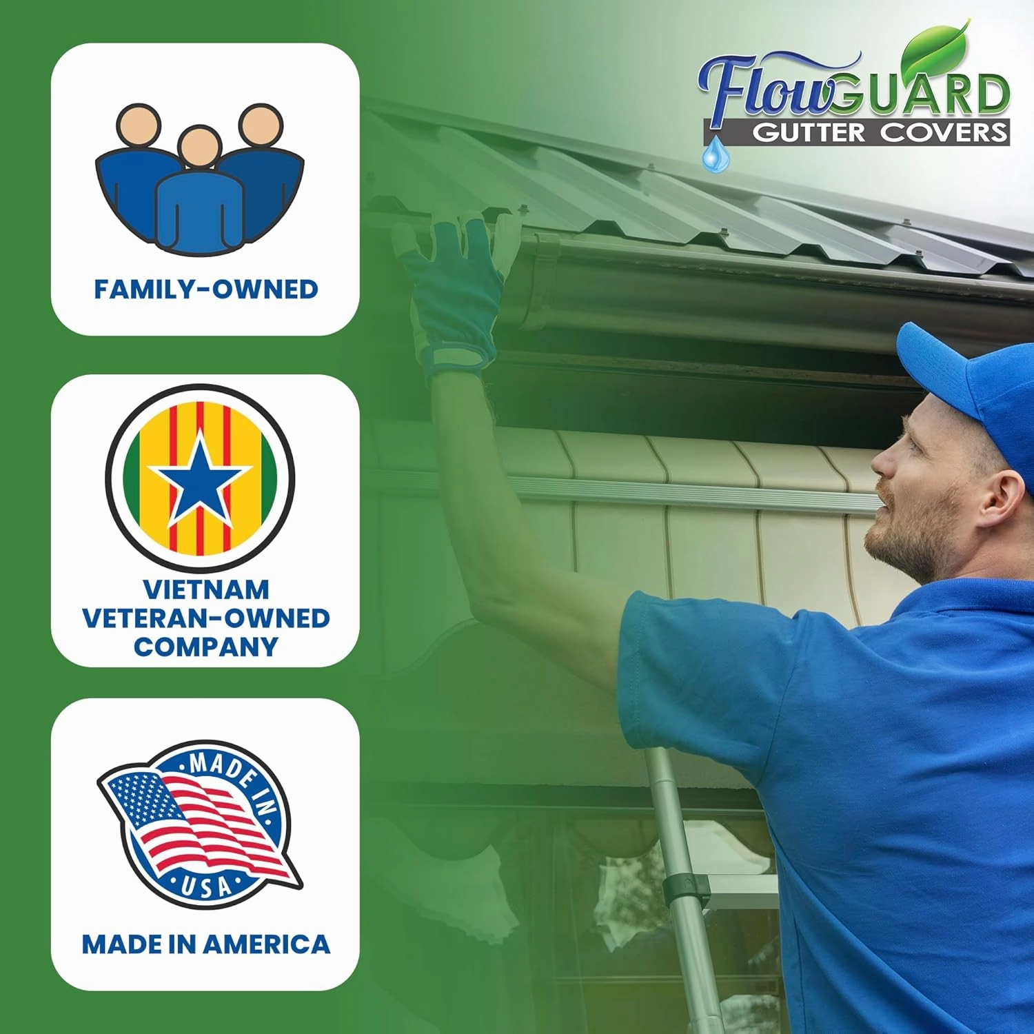 FlowGuard USA Made Professional DIY 6 Inch 50-Year Gutter Cover System - Thermal Thaw Black - Aluminum Gutter Guards - 102 Feet - by FlexxPoint