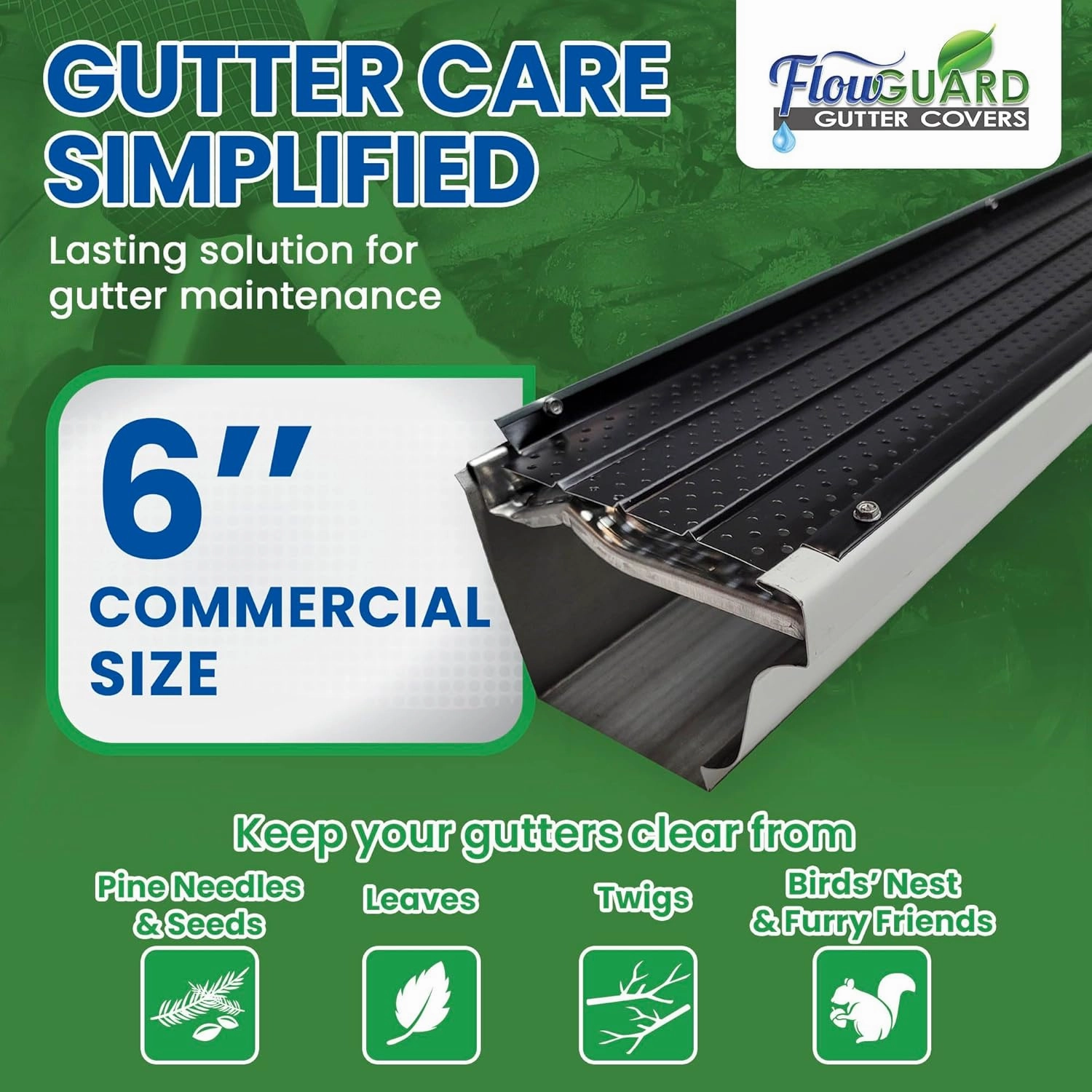 FlowGuard USA Made Professional DIY 6 Inch 50-Year Gutter Cover System - Thermal Thaw Black - Aluminum Gutter Guards - 102 Feet - by FlexxPoint