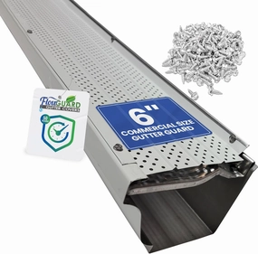 FlowGuard USA Made Professional DIY 6 Inch 50-Year Gutter Cover System - White - Aluminum Gutter Guards - 102 Feet - by FlexxPoint