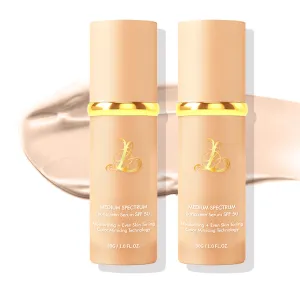 Foundation 4 in 1 - Medium Spectrum With SPF 50 , 2 Pcs Full Coverage Concealer, Hydrating Color Changing Foundation Light Spectrum, Waterproof and Sweatproof Suitable for All Skin Types