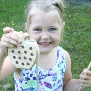 Free Shipping Handmade Wooden Threading Lacing Toy Educational Apple TT02 for Fine Motor Skills Waldorf Montessori Learning Perfect Gift