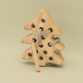 Free Shipping Handmade Wooden Threading Lacing Toy Educational Tree, TT16 for Fine Motor Skills Waldorf Montessori Learning Perfect Gift