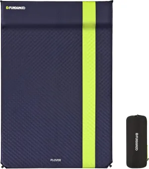 FUNDANGO Self Inflating Sleeping Pad for Camping 2 Person with Pillow, Camping Foam Air Mattress Portable 1.96 Inch Large Size for 2 Person, Navy