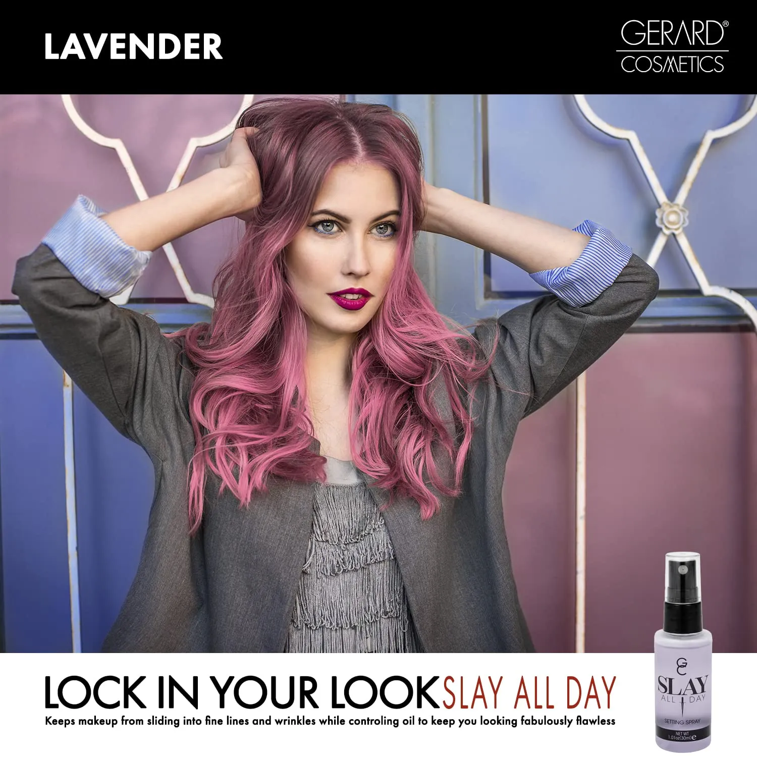 Gerard Cosmetics Makeup Setting Spray Mini (Lavender), Slay All Day Scented Makeup Finishing Spray, Oil Control, Matte Finish, Cruelty Free, Made USA 30 mL (1.01 oz)