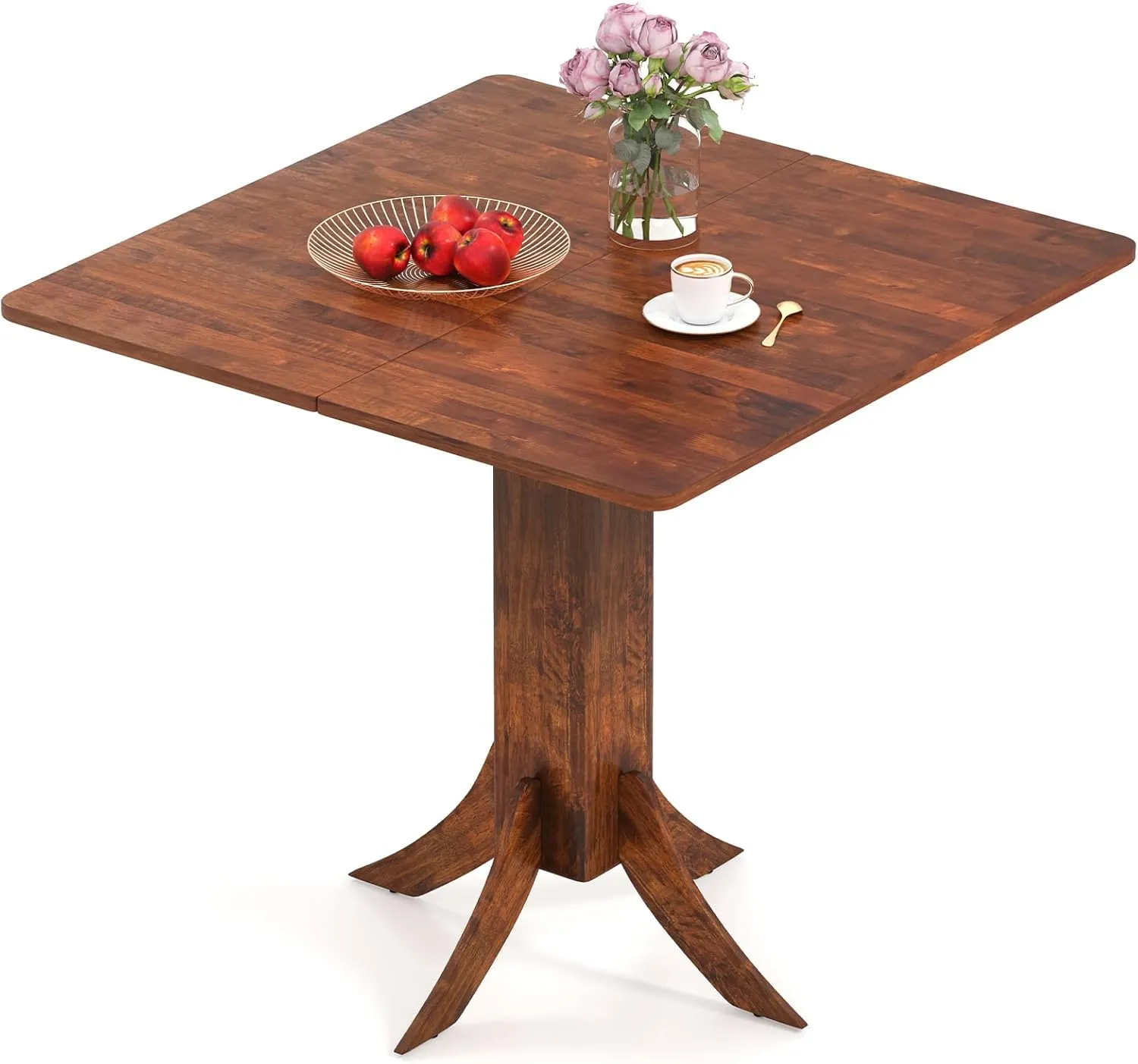 Giantex Square Dining Table for 2-4 People, 33-Inch Kitchen Table with Rubber Wooden Legs & Frame, Farmhouse Dinner Table for Dinette, Dining Room, Restaurant, Small Spaces, Walnut