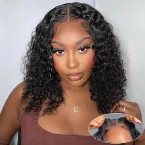 Glueless Bob Wigs Human Hair Pre Plucked Pre Cut Curly Human Hair Wigs for Black Women Deep Wave 5x5 HD Lace Closure Wigs Ready to Wear and Go Glueless Wigs 200% Density